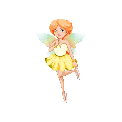 Yellow Dress Fairy with Rainbow Wings Transparent Sticker